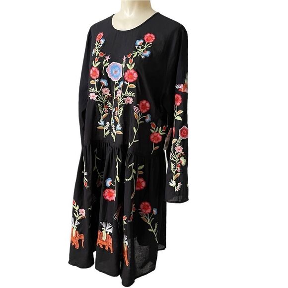 Alexia Admor Elephant Floral Embroidered Keyhole Babydoll Cotton Dress NWT - Picture 4 of 16